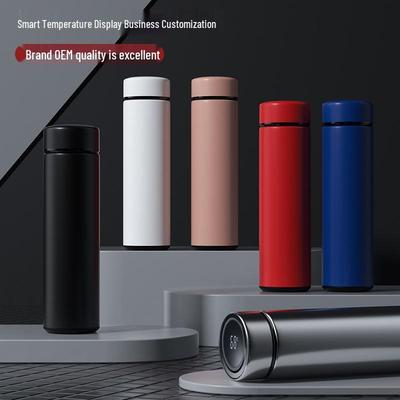 Smart Stainless Steel Insulated Cup with Temperature Display - 304 Vacuum Business Straight Cup for Tea and Water Separation