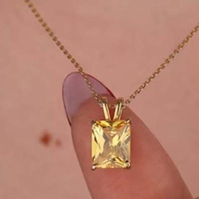 Natürlicher Citrin Edelstein Massive 925 Sterling Silber Halskette, Damen Schmuck, Gelbgold Halskette, Hochzeit Verlobungsgeschenk, Boho Schmuck