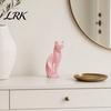 Staubgeschützte Katzenfigur 3D-gedruckte Kätzchenskulptur, Minimalistisches Ornament Matt Geometrisches Design, Moderne Hausskulptur Dekor in Schwarz Rosa Weiß,
