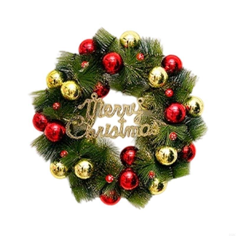 Christmas Wreath Merry Christmas Front Door Ornament Wall Artificial Pine Garland for Party DGreenr