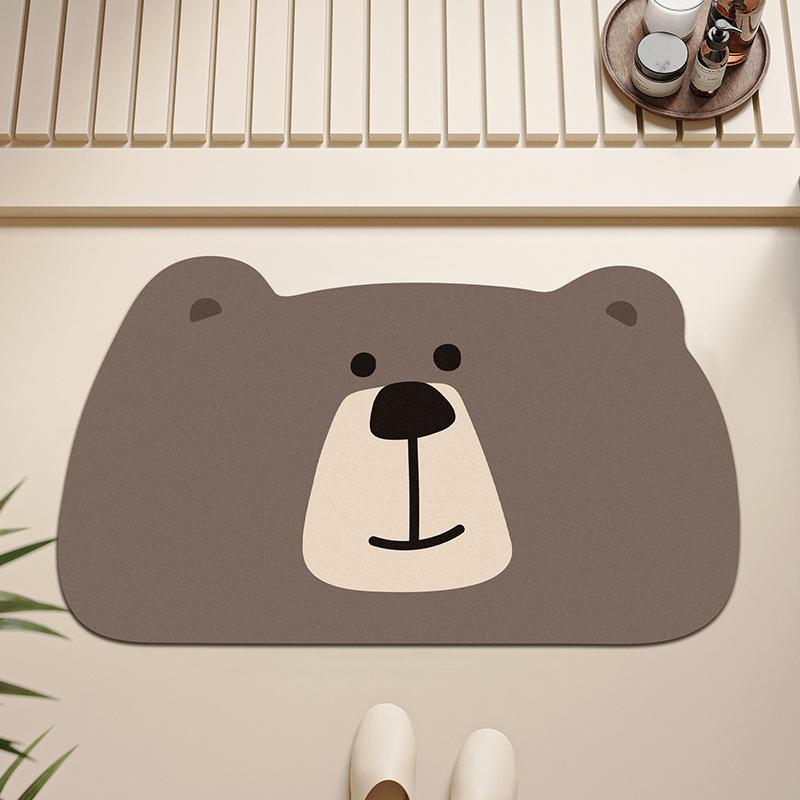 Cartoon Bathroom Non-Slip Floor Mat, Anti-Drop Diatom Mud Floor Mat, Quick-Drying Toilet Door Foot Pad, Diatom Mud