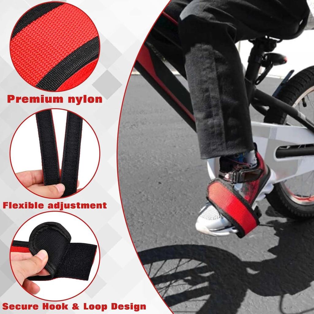 1 Pair Bike Pedal Strap | Adjustable Bicycle Feet Strap - Anti-Slip Double Adhesive Toe Clips Straps Tape Heavy Duty Nylon Bicycle Footrest Strips