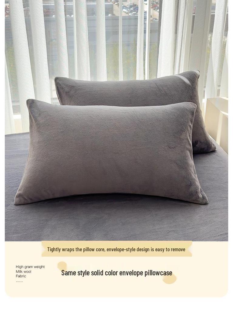 Cozy Flannel Velvet Bed Sheet - Thick, Soft, Solid Color for Autumn/Winter