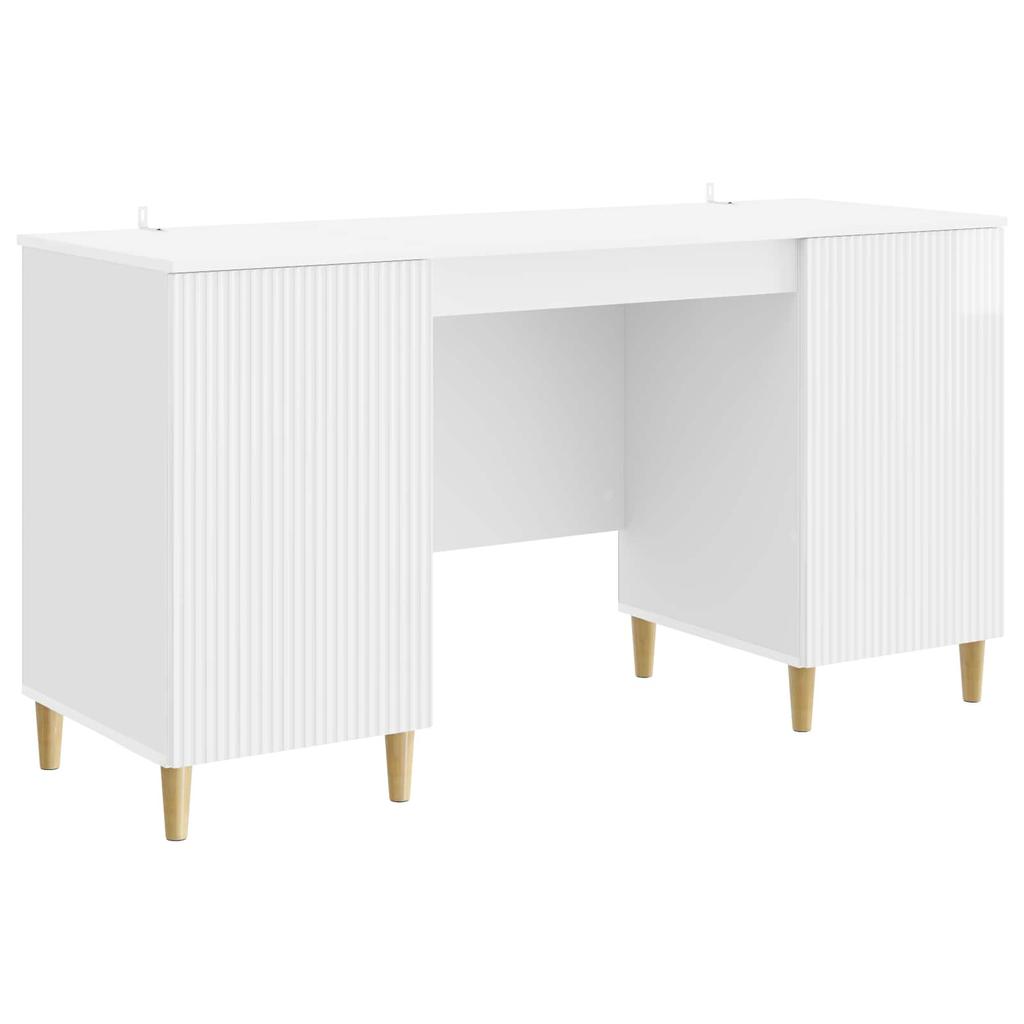 Glossy White Desk 142.5 x 50 x 75 cm Particleboard
