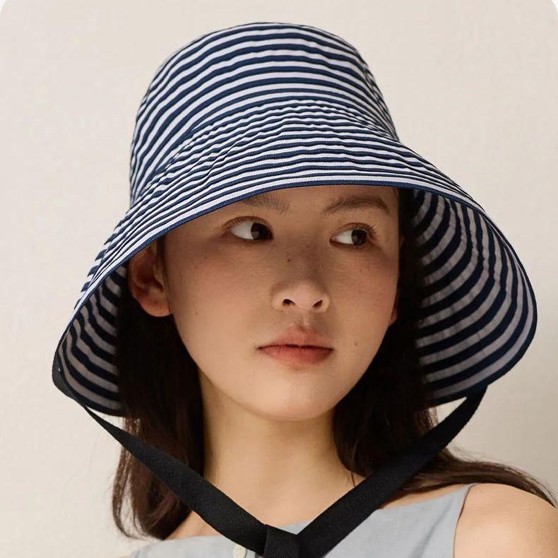 Striped Sunglasses Hat Versatile Sun Hat, Foldable, Summer Uv Protection, Wide-Brimmed Fisherman’S Hat Upf50+