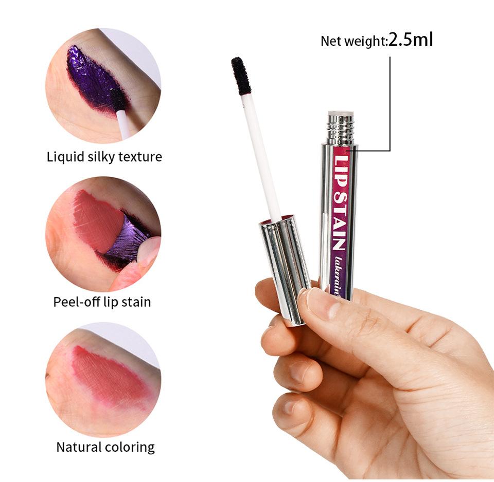 Srebrna Tubka Peel Off Tatuaż Błyszczyk do Ust Wodoodporny Płynny Matowy Tint do Ust Różowy Odcień Zrywany Lip Stain Nie Przywierający do Kubka Szybkoschnący Makijaż