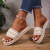 2026 Summer Ethnic Woven Flat Sandals for Women - Vacation Soft & Thick Sole Beach Sandals