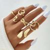 Exaggerated Personality Golden Lava Line Irregular Waterdrop Smooth Surface Ring Set