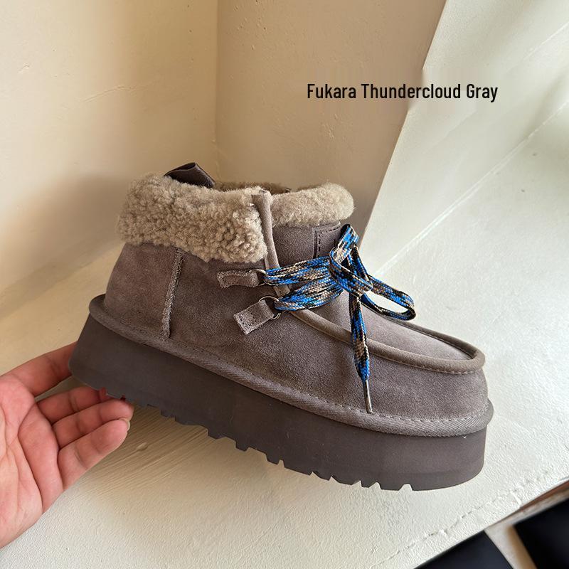 

Женские кожаные сноубутсы Sangpo с шерстяной подкладкой - на шнуровке, на толстой подошве, теплые и морозостойкие. 39