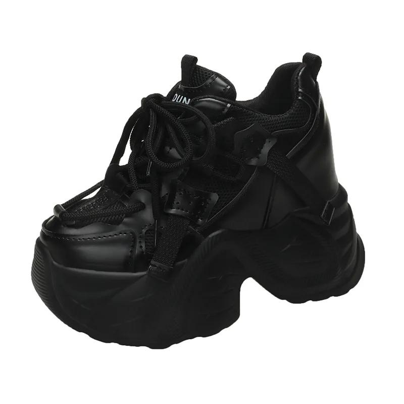 

2025 Обувь для женщин Шнуровка Женские вулканизированные туфли Весна Круглый носок Однотонная Сетчатая ткань Дышащие Удобные Повседневные туфли 39 чёрный