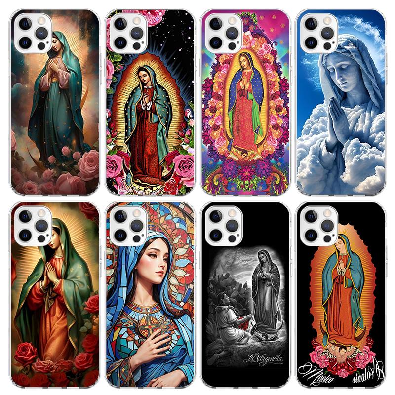 Virgin De Guadalupe Virgen Mary Phone Case For iPhone 17 Air 11 13 Mini 14 15 Plus 16 12 Pro Max 16E SE 7 8 Pattern Soft TPU Bac