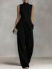 2026 Women's Solid Color Sleeveless Shirt and Pants Set