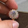 Huitan Sparkling Women Rings with Oval Blue CZ Wide Band Gorgeous Wedding Accessories Copper Color Brilliant Fashion Zircon