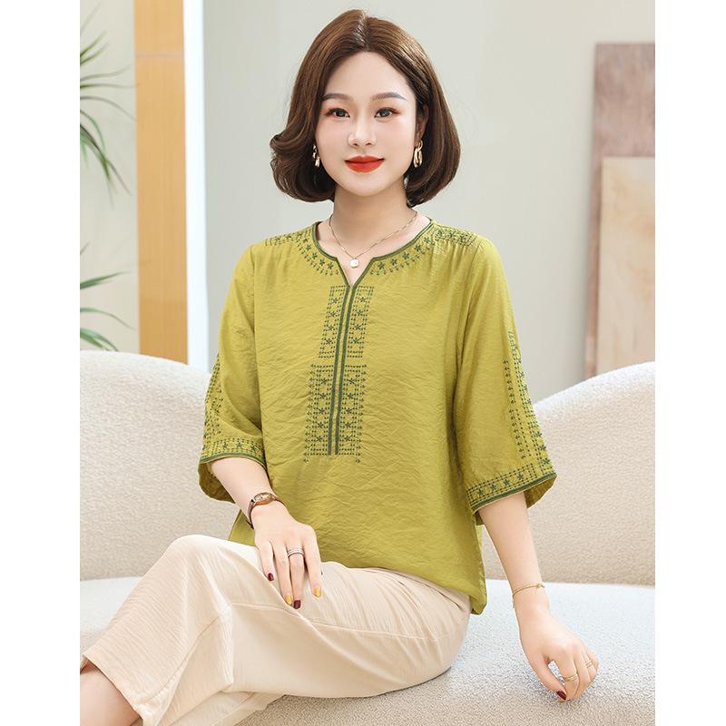 

Summer Short-Sleeve Suit for Middle-Aged & Elderly Women - Mother s Day T-Shirt 3XL [120-135 lbs]