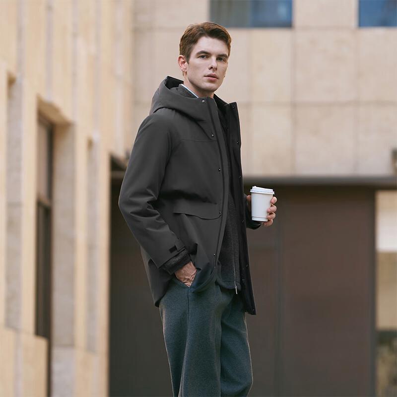 Tanboer Men's Hooded Goose Down Jacket with Removable Liner