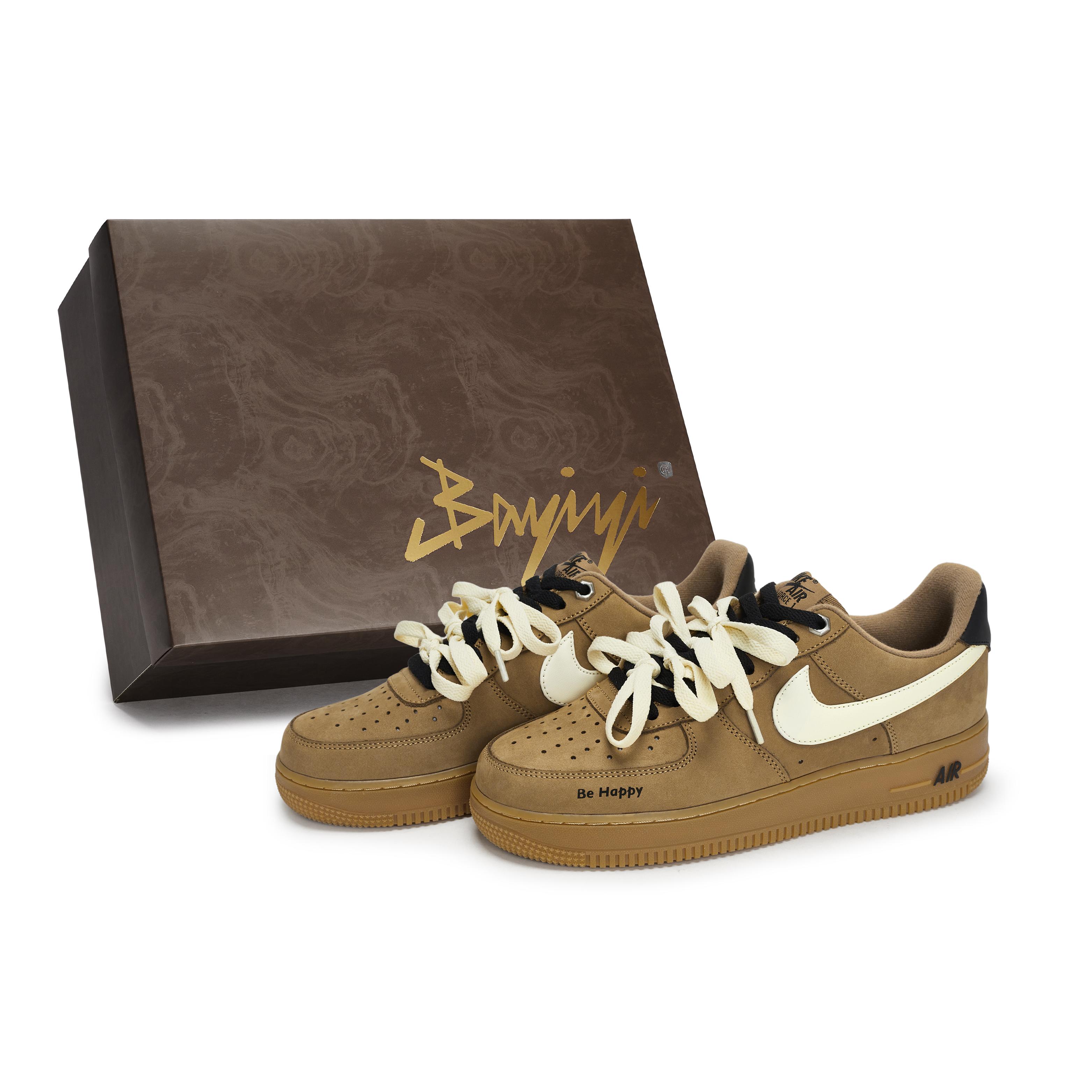 

Nike Air Force 1 Skateboard Shoes Unisex Low Top Black/White/Wheat CJ9179-200(Team80-S-BOX) 41