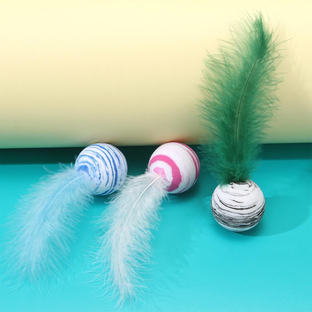 Feather Teaser Cat Toy Interactive Feather Ball for Cats Foam Ball Throwing Interactive Plush Toys Pet Supplies Kitten Toys