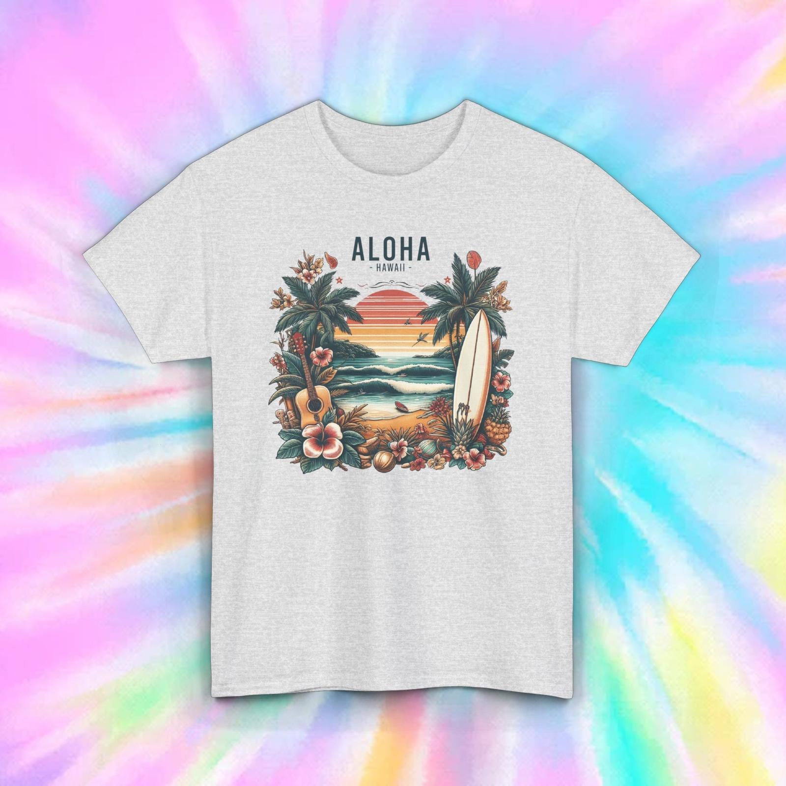 Aloha Hawaii T-Shirt | Tropical Sunset Graphic | Surfboard Beach Scene | S-5XL XXXXL