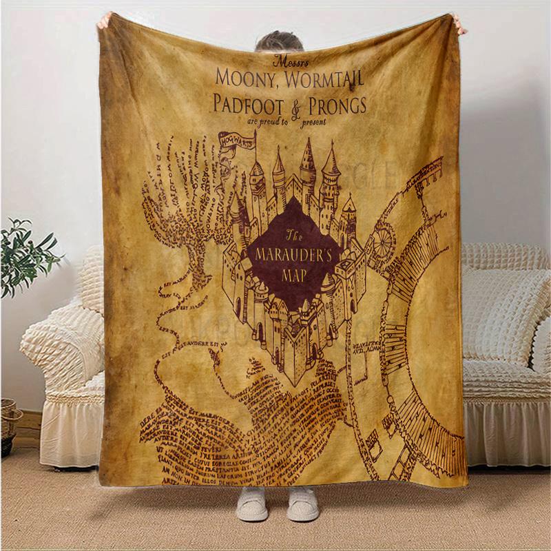 The Marauder's Map Hogwarts Castle Wall Art Print PosterPrint Blanket, Soft Blanket For Sofa Office Bed And Travelling Daughter Birthday Gif