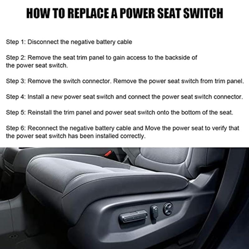 Left Side Power-Seat Switch for   Envision Replace 25974714 Recliner-Switch 8 Way Adjuster Button Switch