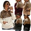Print Leopard Coat Womens Fleece Sweater Top Warm Casual Winter Pullover Jacket