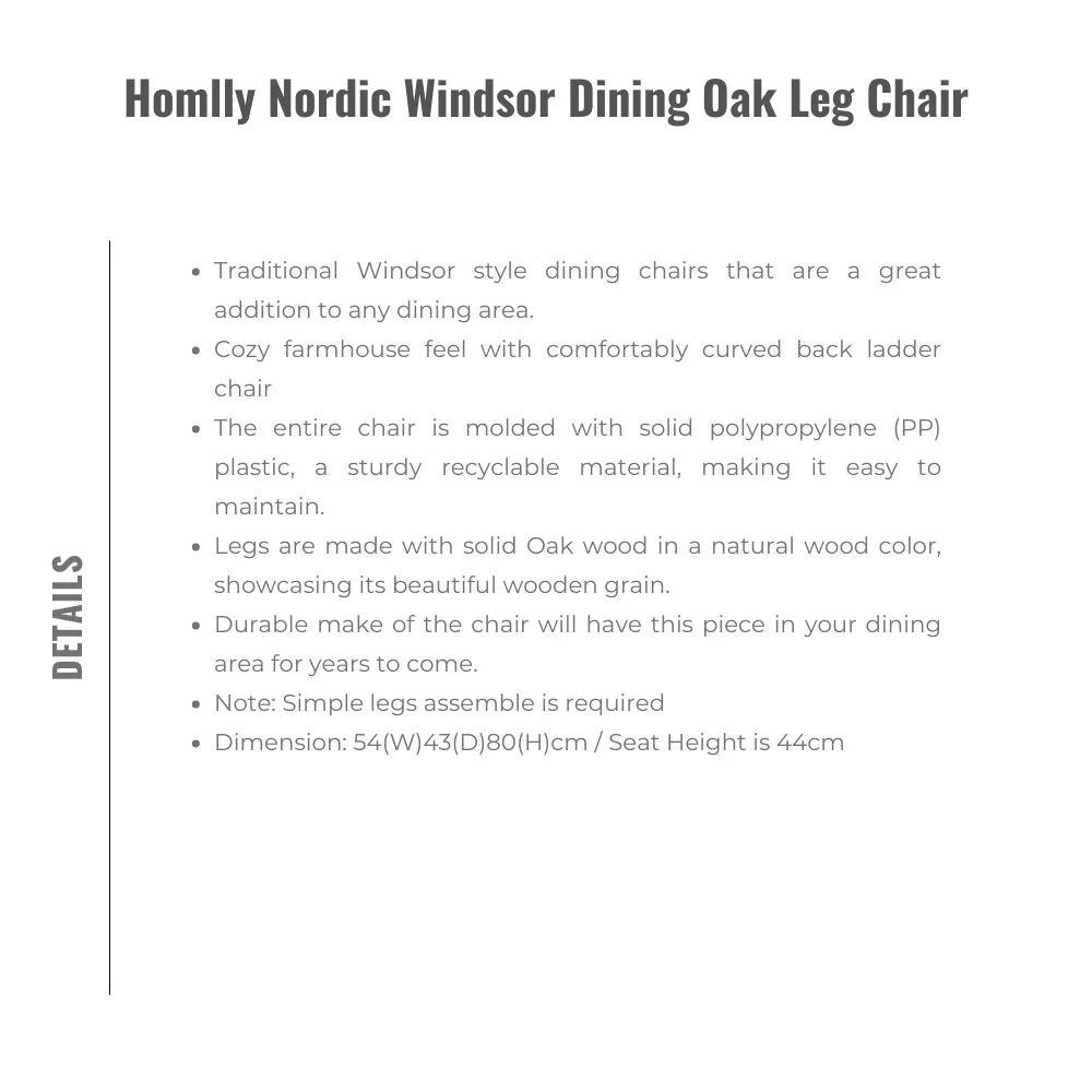 Homlly Nordic Windsor Dining Oak Leg Chair ( X2 PCS)