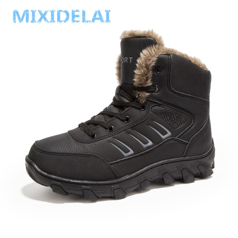 MIXIDELAI  New Men Boots Winter Outdoor Sneakers Mens Snow Boots Keep Warm Plush Boots Plush Ankle Snow Work Casual Shoes