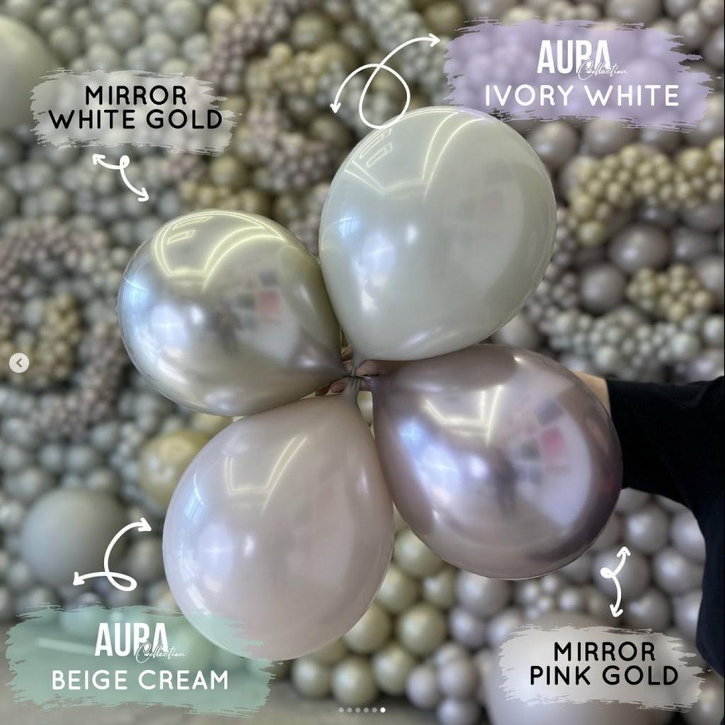 Balony Lateksowe Kalisan Aura Beige Cream, Beżowe, Kremowe, 12Cm, 50Szt.