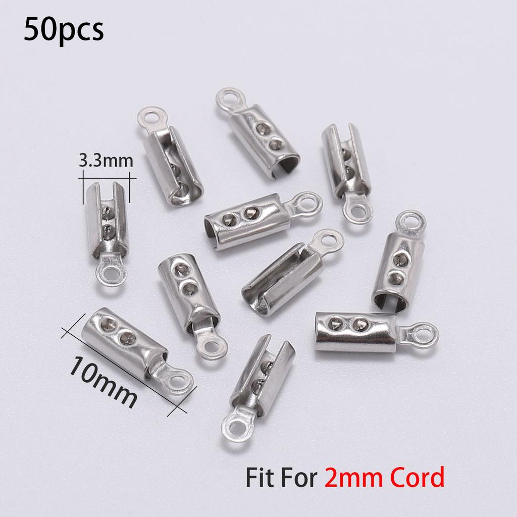 30-50 Stück Gold Edelstahl Kordeln Crimp Ende Perlen Kappen Leder Clip Spitze Falten Crimp Armband Anschlüsse für Schmuckherstellung
