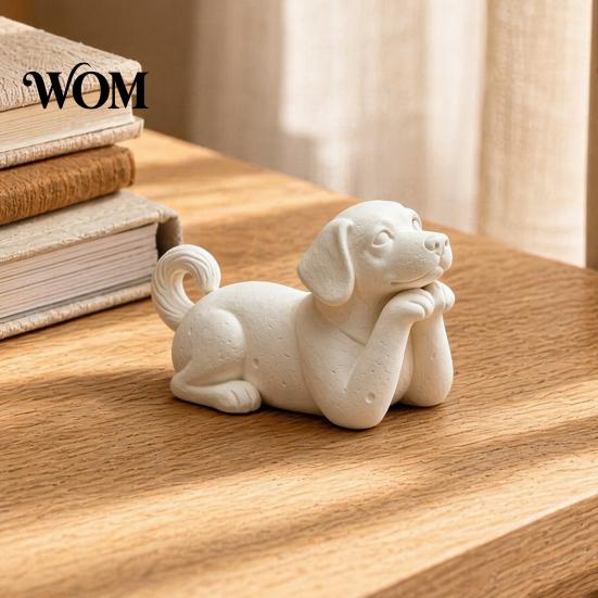 Versatile White Dog Figurine 3D Printed Figurine, Cute Puppy Figures, Small Animal Plain Statue Figurines, Realistic Detailed for Lovers Burr-free