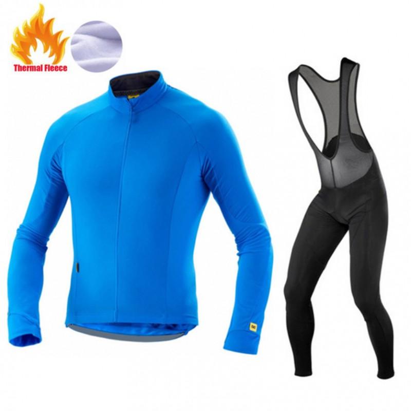 Winter Cycling Long Sleeve Jersey Thermal Pants Set Warm Fleece Insulated Outfit Road Mountain Bike Riding