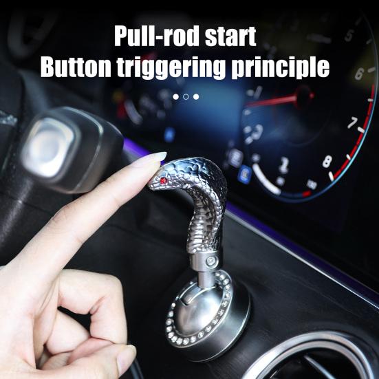 Araba Start Stop Düğmesi Yılan Desenli Dekoratif Kapak Kolay Montaj Çoğu Kamyon Araba RV'ler İçin Araba Start Düğmesi Çizik Toz Korumalı Oto