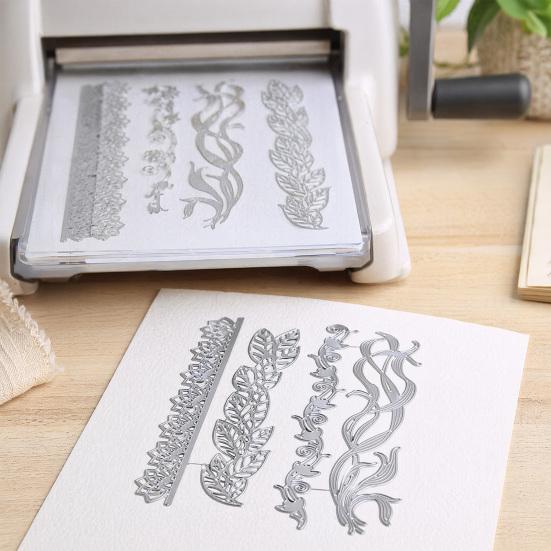 4PCS Cutter Mold, Flowers Plants And Vines Shape Cutting Dies, Sharp Carbon Steel Cut Stencils, for Scrapbooking And Card Making