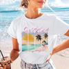 Trendy and Sweet 90s Short Sleeved Beach T-Shirt Casual Top Clothing Popular Printed Pattern Summer Women's Printed Travel T-Shi