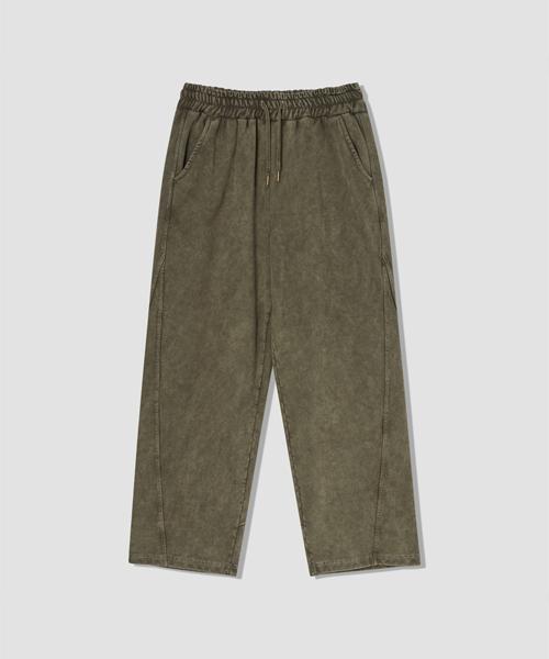 WANGGWAN Layered Cut Washed Sweatpants (Khaki)