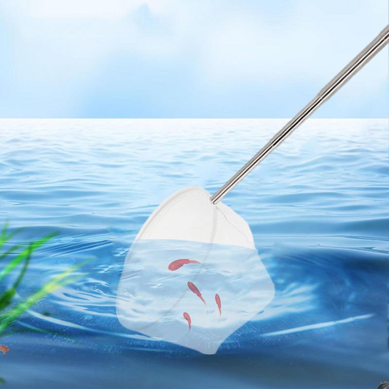 Retractable Fish Net Aquarium Cleaning 3D Stainless Steel Pocket Shrimp Catching Fish Tank Cleaning Net For Small Pond And Pool