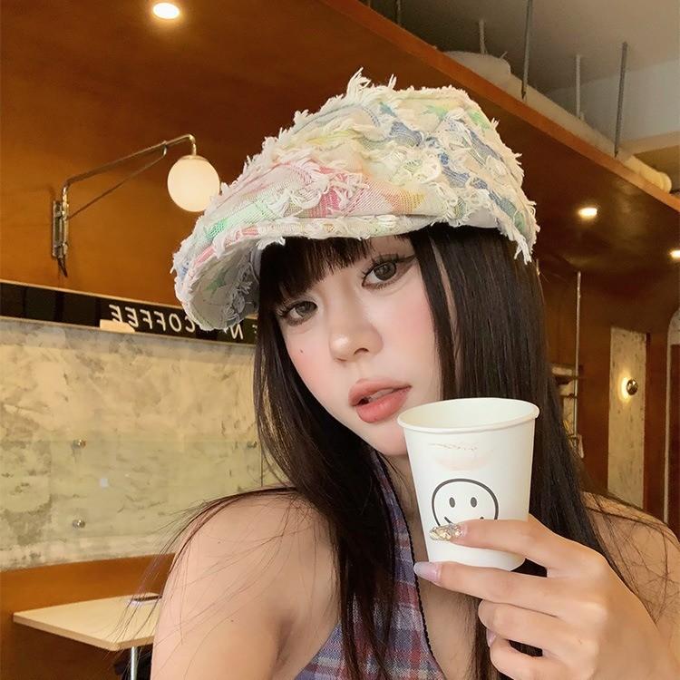 Embroidered Stylish Casual Beret Hat For Summer Spring Unisex Wide Brim Design