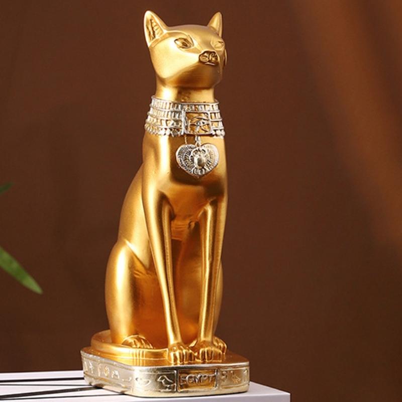 Figura de gatito del Antiguo Egipto de 9.25" Estatua de la Diosa Gato Egipcia Bastet Figuras Coleccionables Escultura de Bastet Adorno Decoración del Hogar