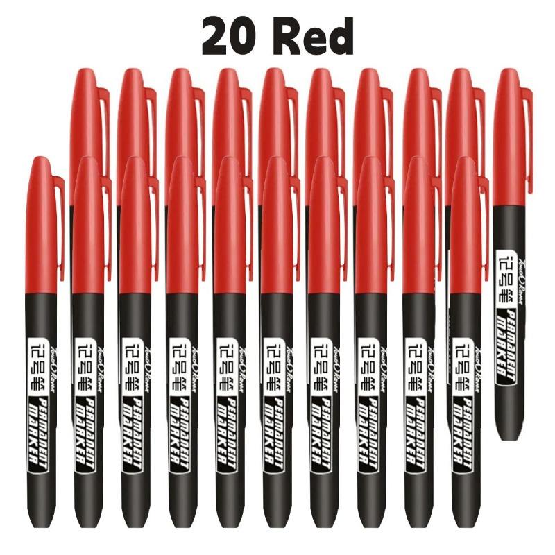 6 PCS Permanent Marker Pen Manga Drawing Markers Black Blue Red Waterproof Ink Sketch Pens Stationery Art School Supplies