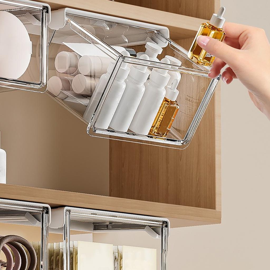 Transparente Schubladen-Aufbewahrungsbox Ausziehbarer Organizer-Koffer für unter den Spiegel Badezimmer Baumwollstäbchen Make-up-Halter