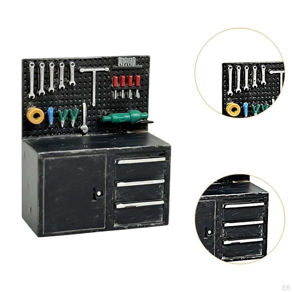 1/64 Scale Garage Tool Rack Simulation Cabinet Repair Tools for Workshop Shop
