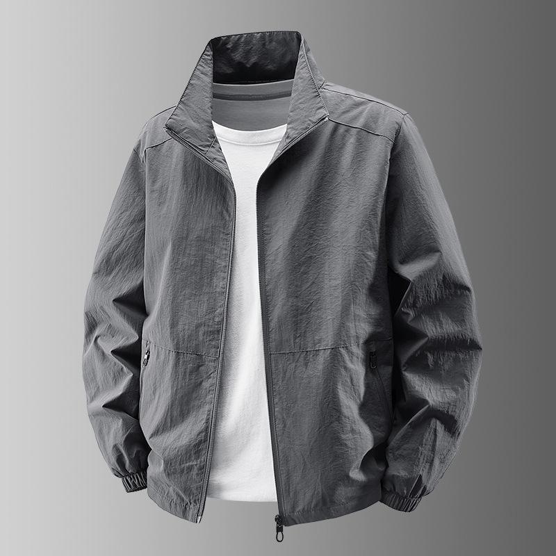 2025 Bestseller: American Style Men's Windproof Waterproof Stand Collar Jacket for Spring & Autumn - Versatile Casual Sport Outdoor Outerwear.