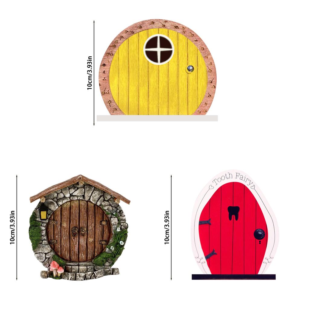 Garden Fairy Door Decoration With Wooden Tree Design For Outdoor Yard Decor