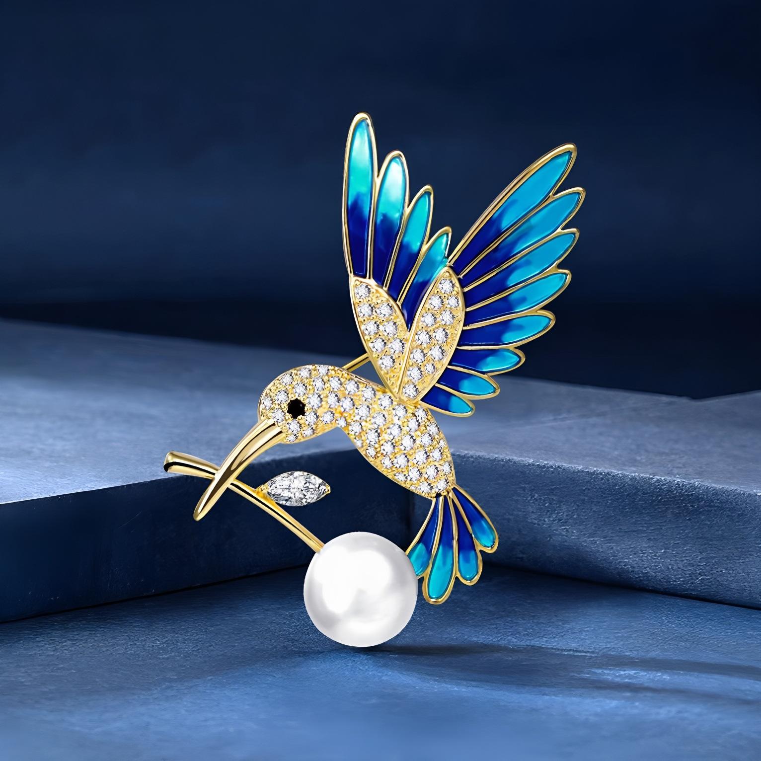 

Hummingbird Brooch, High-end Women s Luxurious and Elegant Pearl Brooch, Exquisite and Sophisticated Brooch