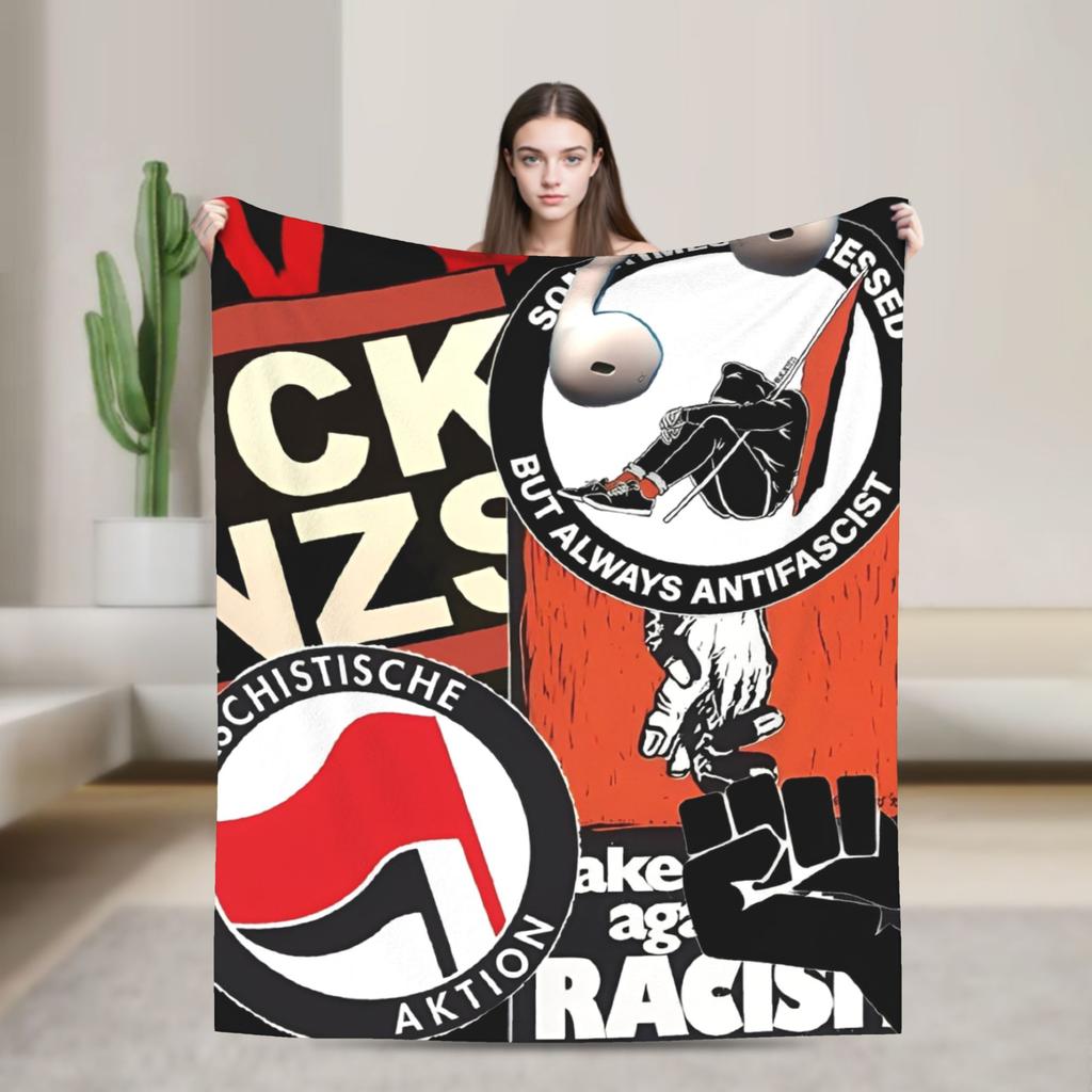 Antifaschistische Aktion Weiche Decken Camping Plüsch Überwurfdecke Flauschige Couch Sessel Flanell Tagesdecke Sofa Bettbezug