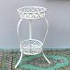 [J] 1Pcs 1:12 Dollhouse Mini Iron Double Layer Flower Stand Round Storage Rack Simulation Miniature Model Doll House Accessories