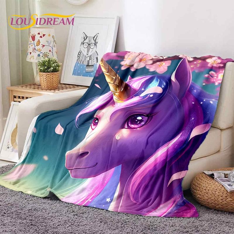 3D Cute Dream Unicorn Cartoon Girl  Soft Blankets,Keep Warm Throw Blanket Comfortable Blanket for Picnic Beds Sofa Home Bedroom