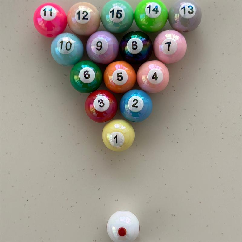 1Pc 16Mm Round Acrylic Big Hole Billiards Ball Loose Spacer Beads For Jewelry Making Diy Handmade Bracelet Findings