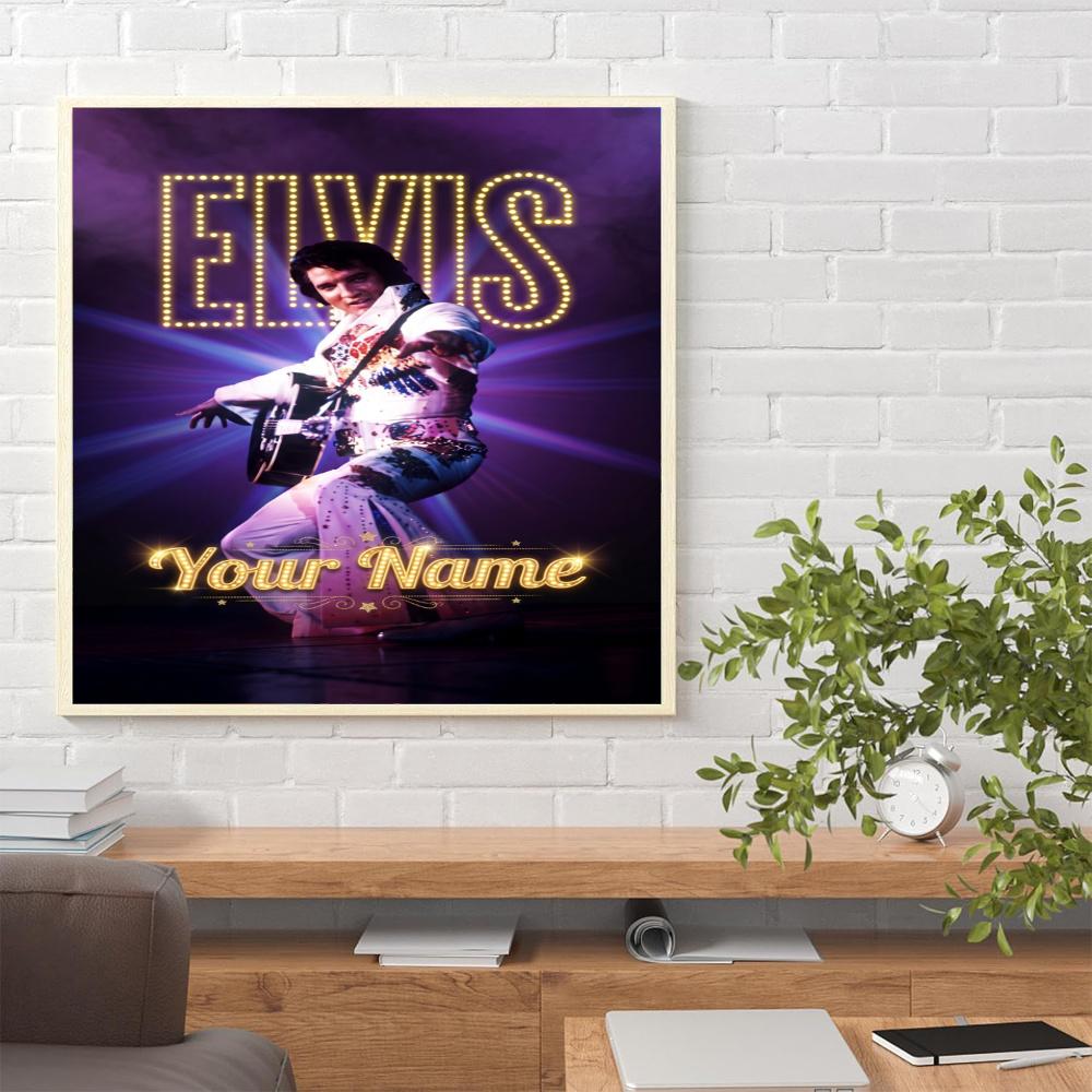 Elvis Presley Personalized Name Round Diamond Painting Kit Diamond Embroidery Painting Rhinestones Mosaic Frameless Handwork Decoration Arts