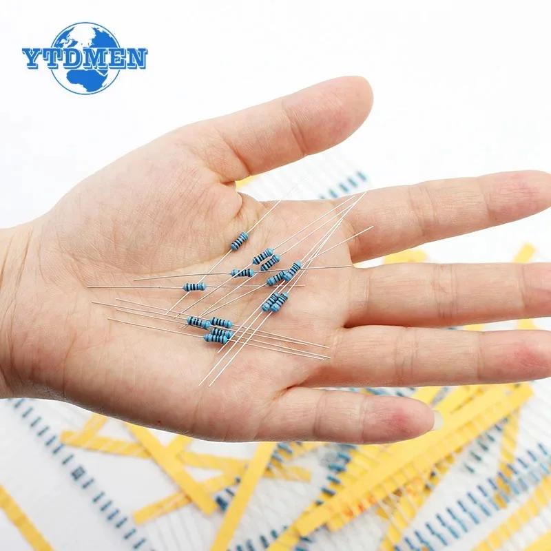 500PCS 50 Kinds 1/4W Metal Film Resistor Assorted Kit 0.25W 1% Resistance 1R~10M Ohm Resistor Samples Kits